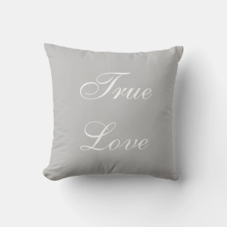 Almofada Chamada de Amor Caligrafia Branca Elegante em Cinz