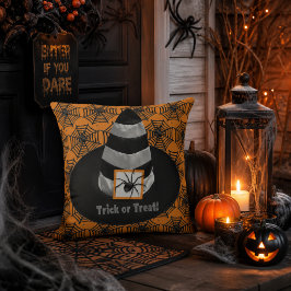 Almofada Chapéu de Bruxa de Halloween Aranha Preta / Assust