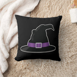 Almofada Chapéu de Bruxa de Halloween com Detalhes Roxos Pr