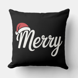 Almofada Chapéu de Natal Vermelho Ousado Preto Merry Christ