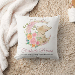 Almofada Chapéus De Nascimento De Bebê Elefante De Lua Flor