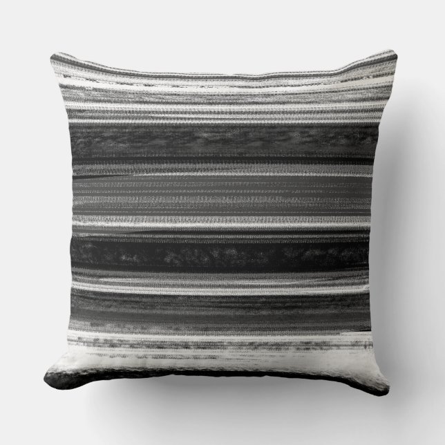 Almofada Charcoal Grey Textured Abstract Stripe Pattern (Frente)