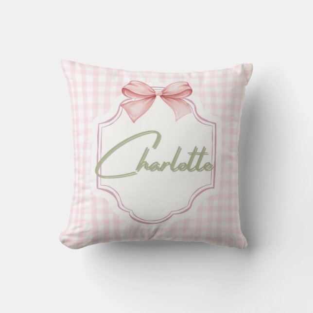Almofada Charlotte Personalizada Arco Rosa & Gingham Impres (Frente)
