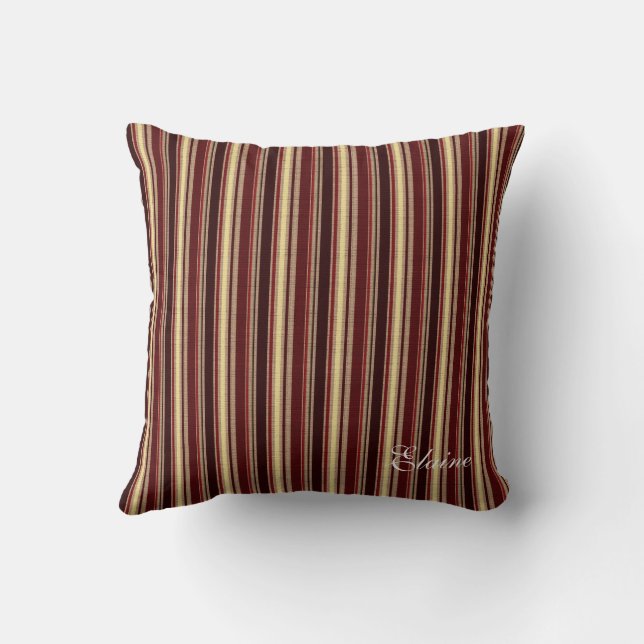 Almofada Charm Burgundy Beige Taupe Stripe Monograma Person (Verso)