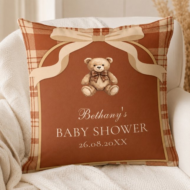 Almofada Charme Clássico Britânico Vintage Urso de Pelúcia  (Vintage Classic British Charm Teddy Bear Preppy Throw Pillow)