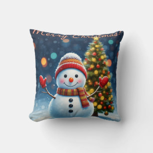 Almofada "Charme de Inverno Adorável: Árvores de Natal & Bo