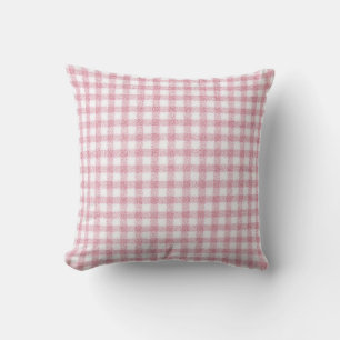 Almofada Charme de Xadrez Rosa e Branco Aveludado