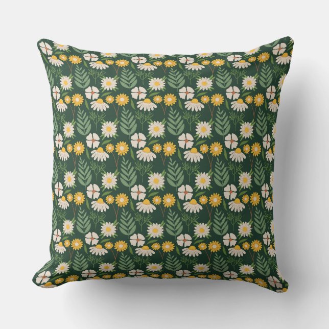 Almofada Charming Daisy Floral Green - Padrão Amarelo verde (Frente)