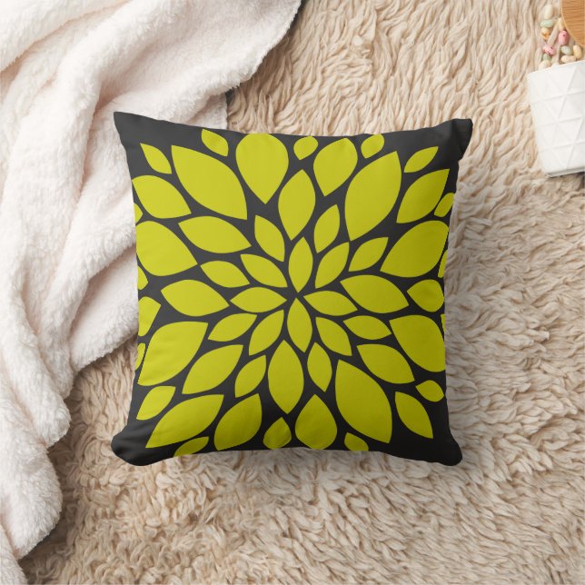 Almofada Chartreuse Green e Cinza Floral Burst (Cobertor)