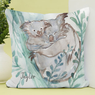 Almofada Charuto Koala & Baby Watercolor Nursery Personali