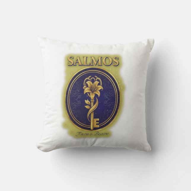 Almofada Chave Dourada Mística & Flor: Design de Logo Elega (Frente)