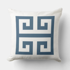 Almofada Chave grega branca e azul