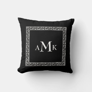 Almofada Chave Grega Negra Travesseiro decorativo monogra