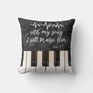 Almofada Chaves de Piano com Cotação de Script de Salms