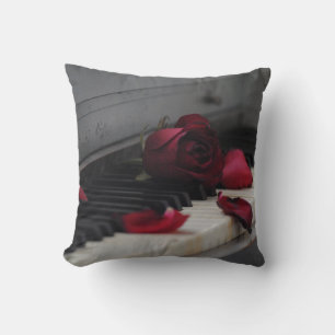 Almofada Chaves de piano com Rosa vermelha