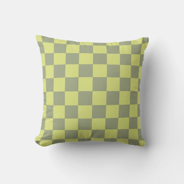 Almofada Checkerboard amarelo e verde (Frente)