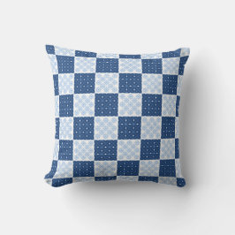 Almofada Checkerboard em floco de neve Travesseiro azul e b