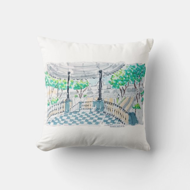 Almofada Checkerboard Kiosk Park View (Frente)