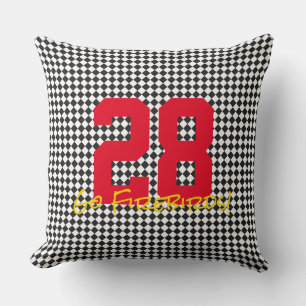 Almofada Checkerboard NÚMERO desportivo Ir NOME DA EQUIPE! 