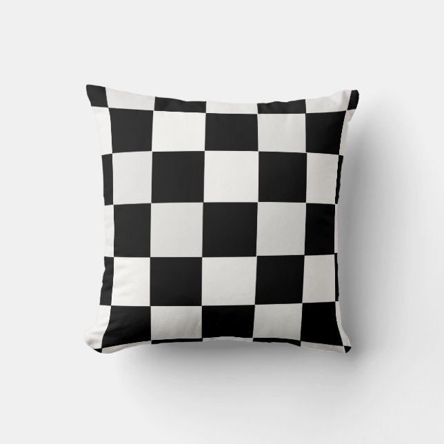 Almofada Checkered preto e branco (Frente)