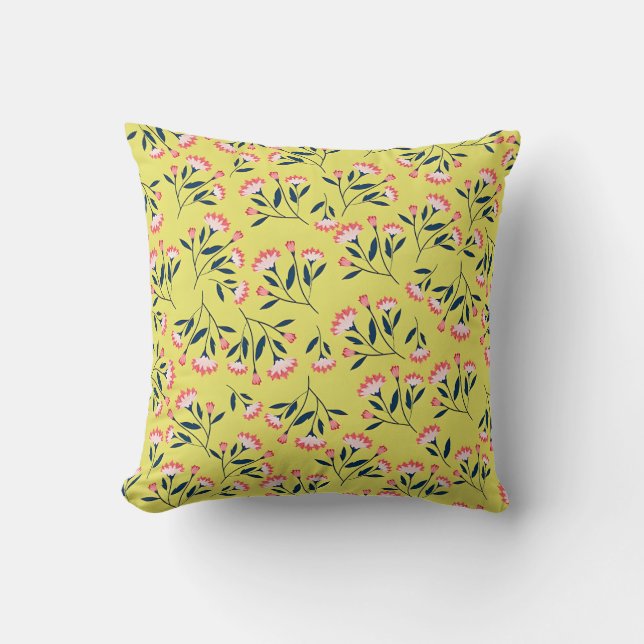 Almofada  Cheerful Floral Pattern: Pink Flowers  (Frente)