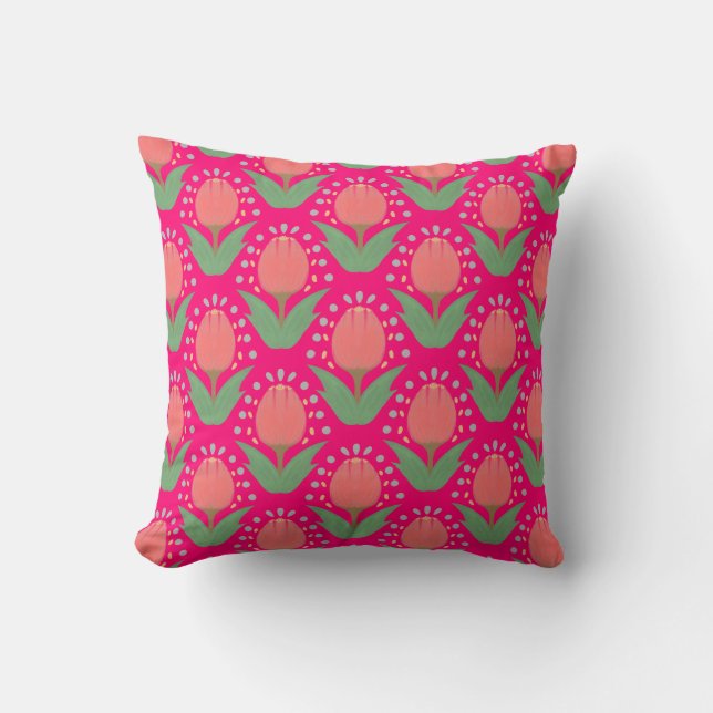 Almofada Cheerful Tulips Throw Pillow (Frente)