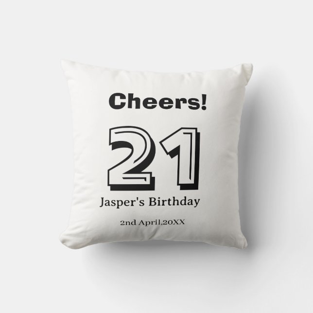 Almofada Cheers 21 birthday bold letter name boy man gifts  (Frente)