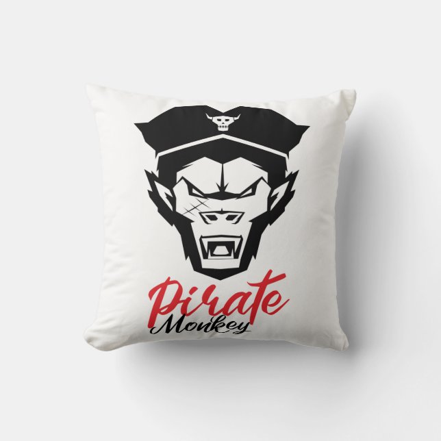 Almofada Chefe da Camisa-T do Macaco Pirata (Frente)
