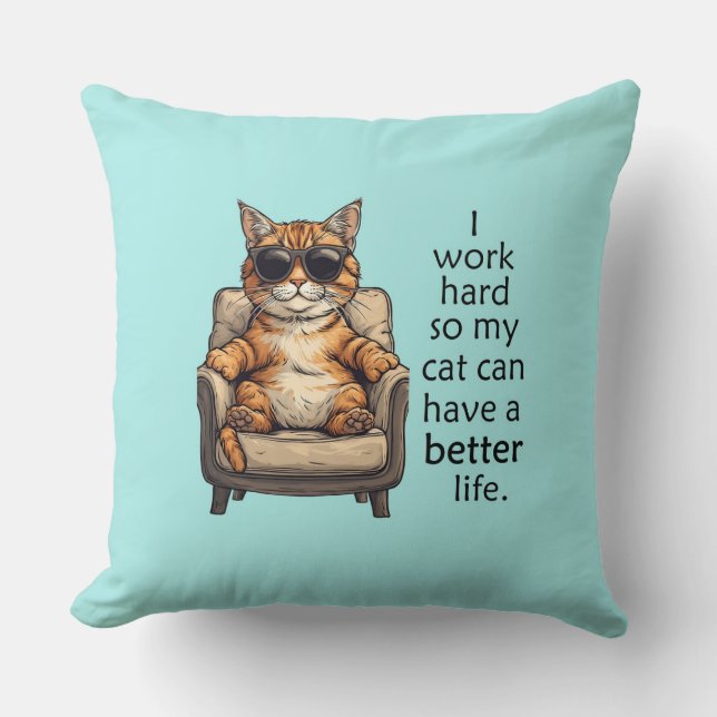 Almofada Chefe Gato - Travesseiro decorativo Engraçado do T (Frente)