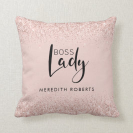 Almofada Chefe Lady Rosa Dourada Blush Glitter Personalizad