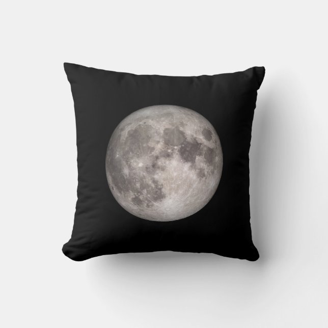 Almofada Cheio lua NASA foto travesseiro decorativo preto (Frente)