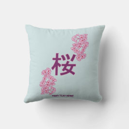 Almofada Cherry blosom kanji escrevendo Japonês