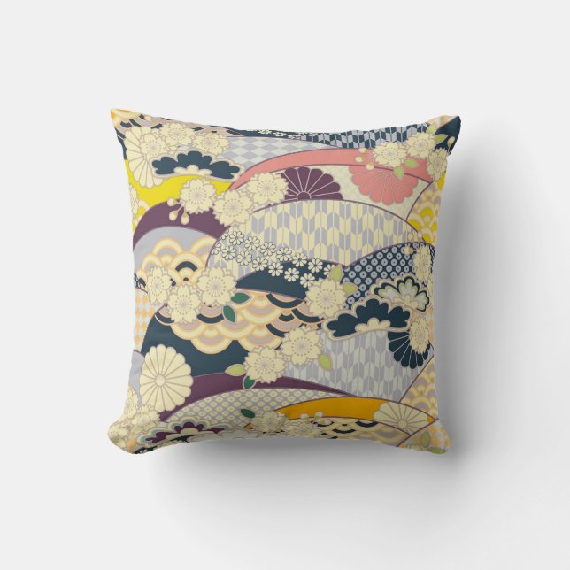 Almofada Cherry Blossom Japonês Floral Red White (Frente)