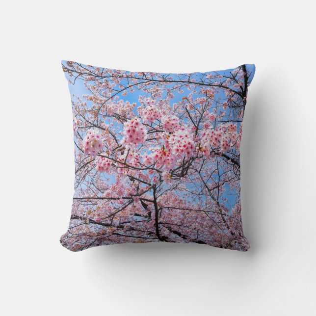 Almofada Cherry Blossom Sakuras Oriental Floral Natural (Frente)