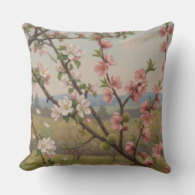 Almofada Cherry Blossom Serenity - Botanical Pillow Art (Frente)