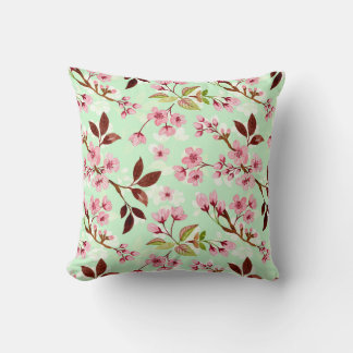 Almofada Cherry Blossoms Mint Travesseiro decorativo de Fun