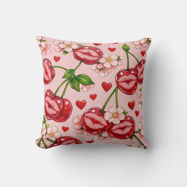 Almofada Cherry Kiss Throw Pillow (Frente)