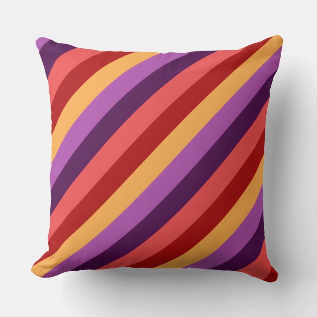 Almofada Cherry Red Violet Stripes Grande Travesseiro decor (Frente)