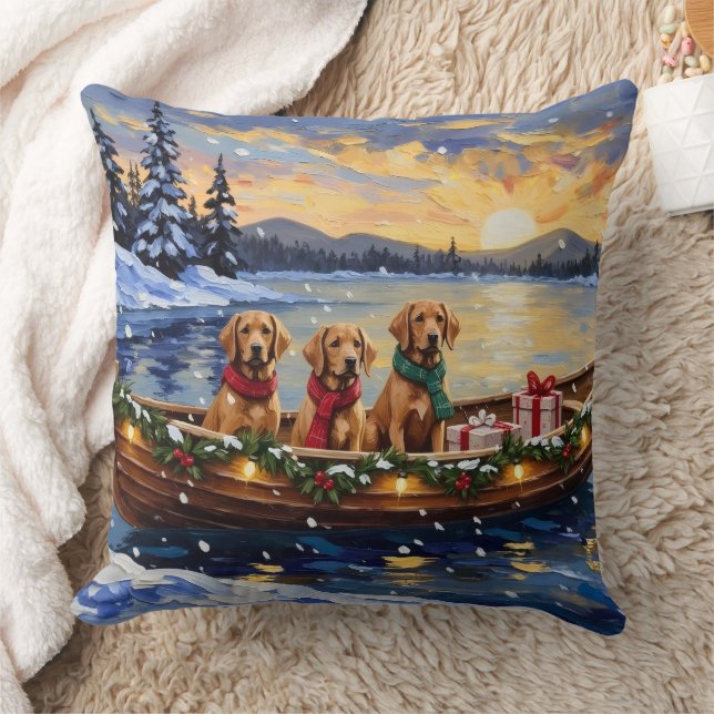 Almofada Chesapeake Bay Retriever Christmas Boat Holiday (Cobertor)