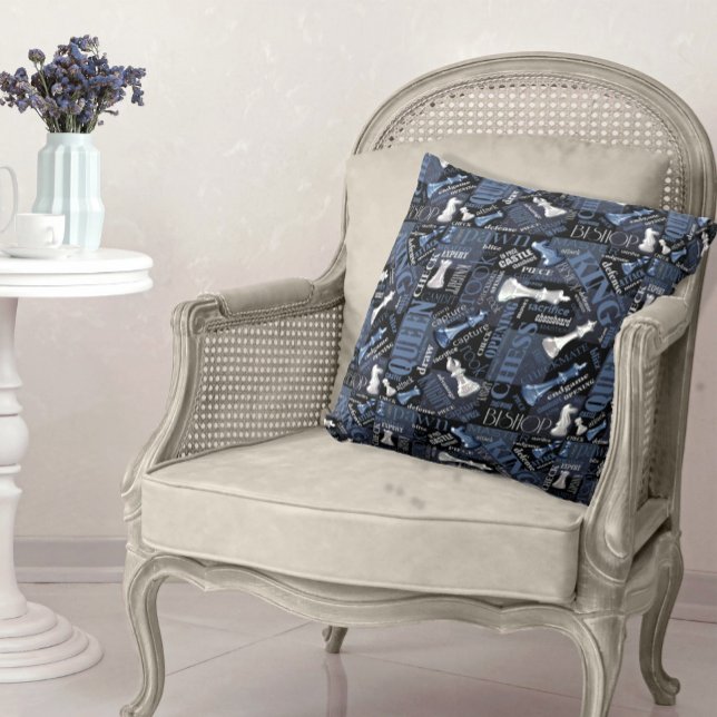 Almofada Chess Termos e Peças Prateadas e Azul ID784 (Criador carregado)