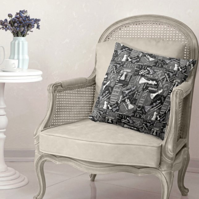 Almofada Chess Termos e peças preto e branco ID784 (Criador carregado)