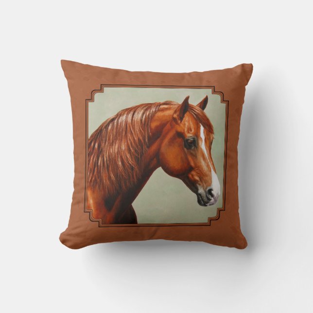 Almofada Chestnut Morgan Horse Rusty Red (Frente)