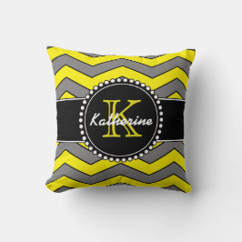 Almofada Chevron amarelo e cinzento, personalizado,