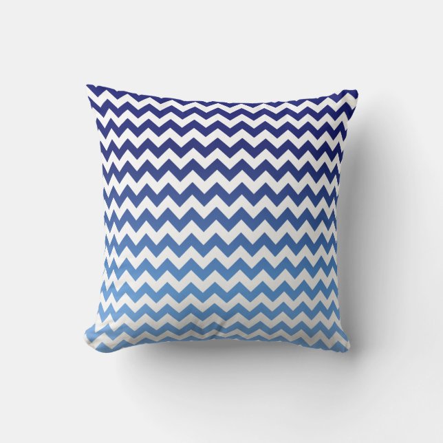Almofada Chevron azul Ombre (Frente)