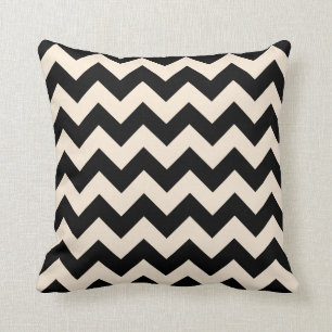 Almofada Chevron branco preto e antigo Zigzag