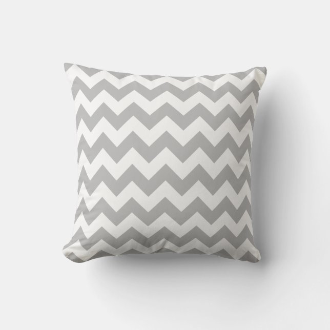 Almofada Chevron Cinza e Branco (Frente)