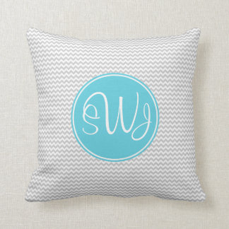 Almofada Chevron cinzento e azul