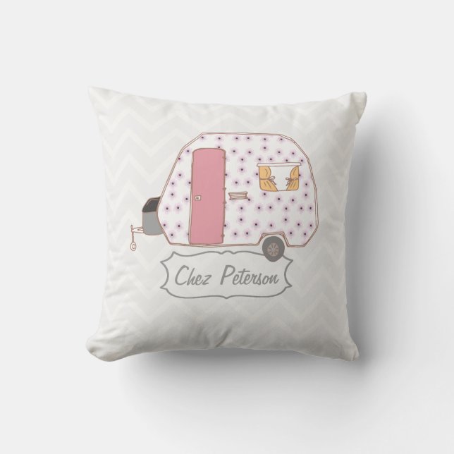 Almofada Chevron da Caravana Retro (Frente)