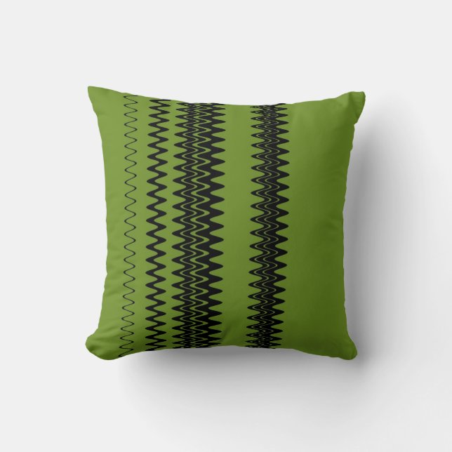 Almofada Chevron Green Zigzag Stripes Design (Frente)