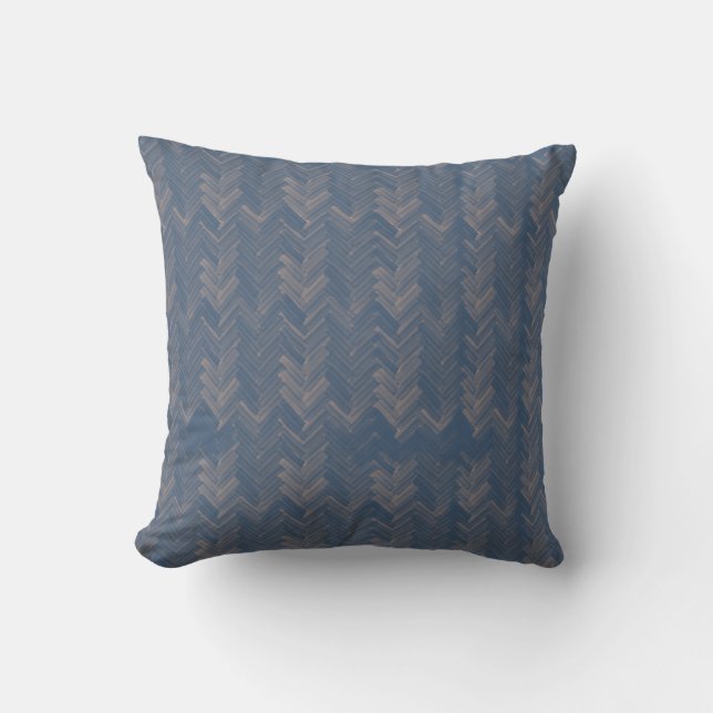 Almofada Chevron Herringbone Watercolor Standard Retro Blue (Frente)